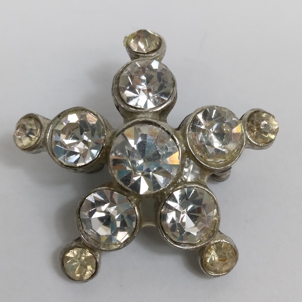 Rhinestone Scatter Pin Star Silver Tone Vintage 1950's MCM